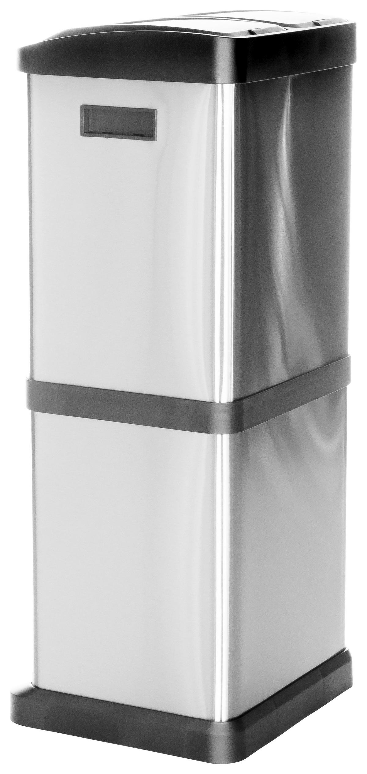Koš Za Smeti Clean Vii, 32 L, Srebrna - srebrne barve/črna, Basics, kovina/umetna masa (32/78/32cm) - MID.YOU