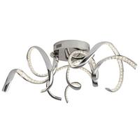 LED Mennyezeti Lámpa Twirls 9233-3cc - krómszínű/átlátszó, Design, üveg/fém (75/25cm)