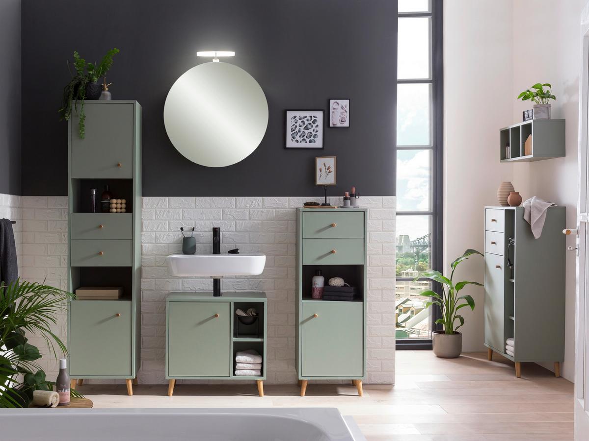 Visoka Komoda Bjarne, Zelena - zelena, Moderno, leseni material/les (40,3/113,4/33,1cm) - Stylife