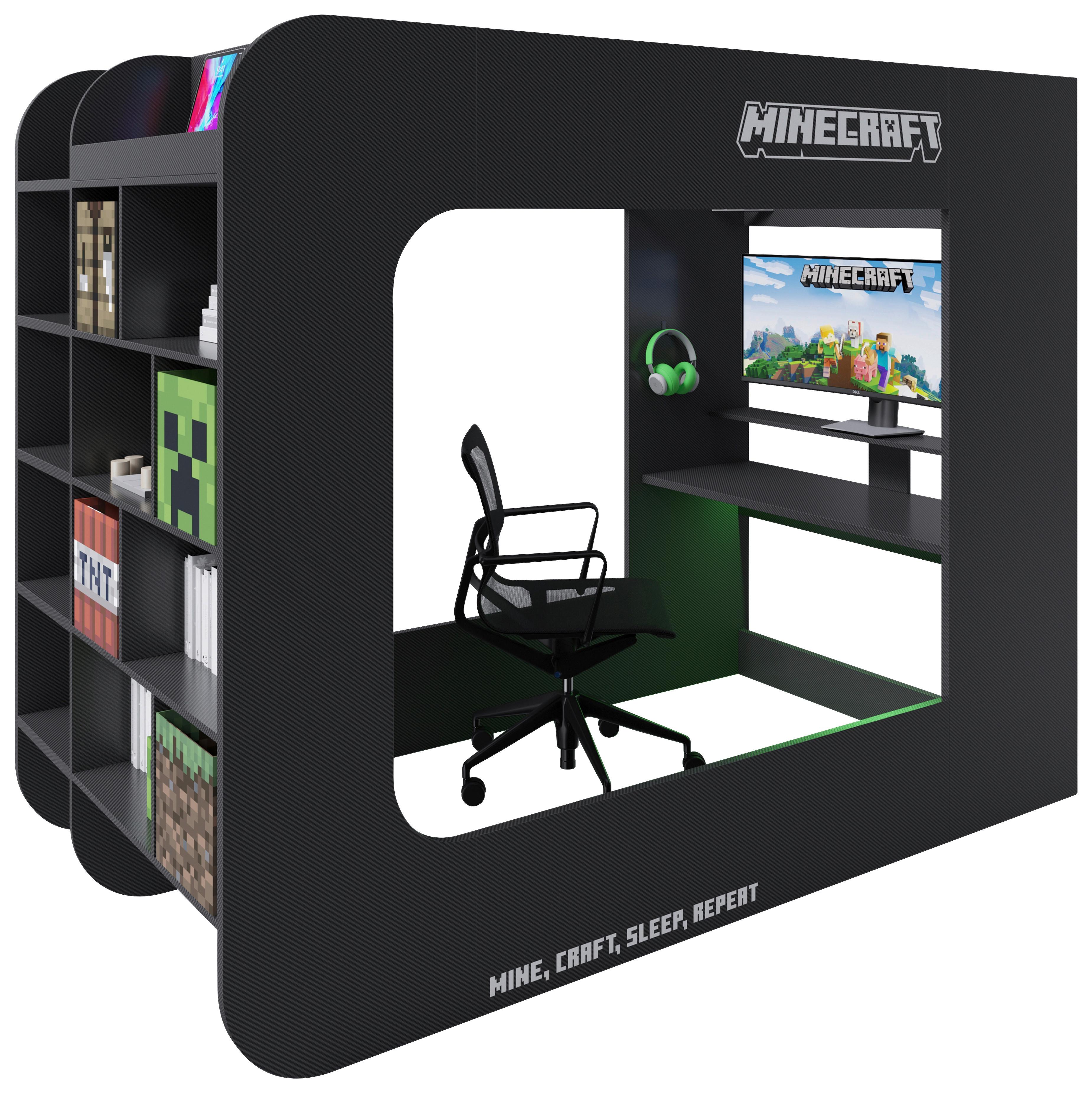 Hochbett Minecraft ca. 120x200 cm Schwarz - Schwarz, MODERN, Holz/Holzwerkstoff (120/200cm) - Minecraft