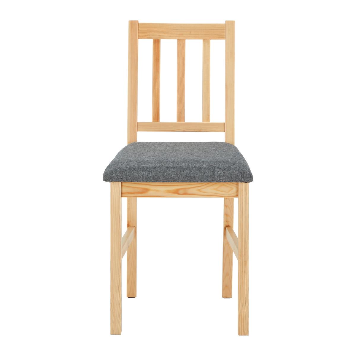 Holzstuhl-Set Massivholz, "Nicolas", grau, aus Kiefer - Grau/Kieferfarben, MODERN, Holz/Textil (41/85/45cm) - Bessagi Home