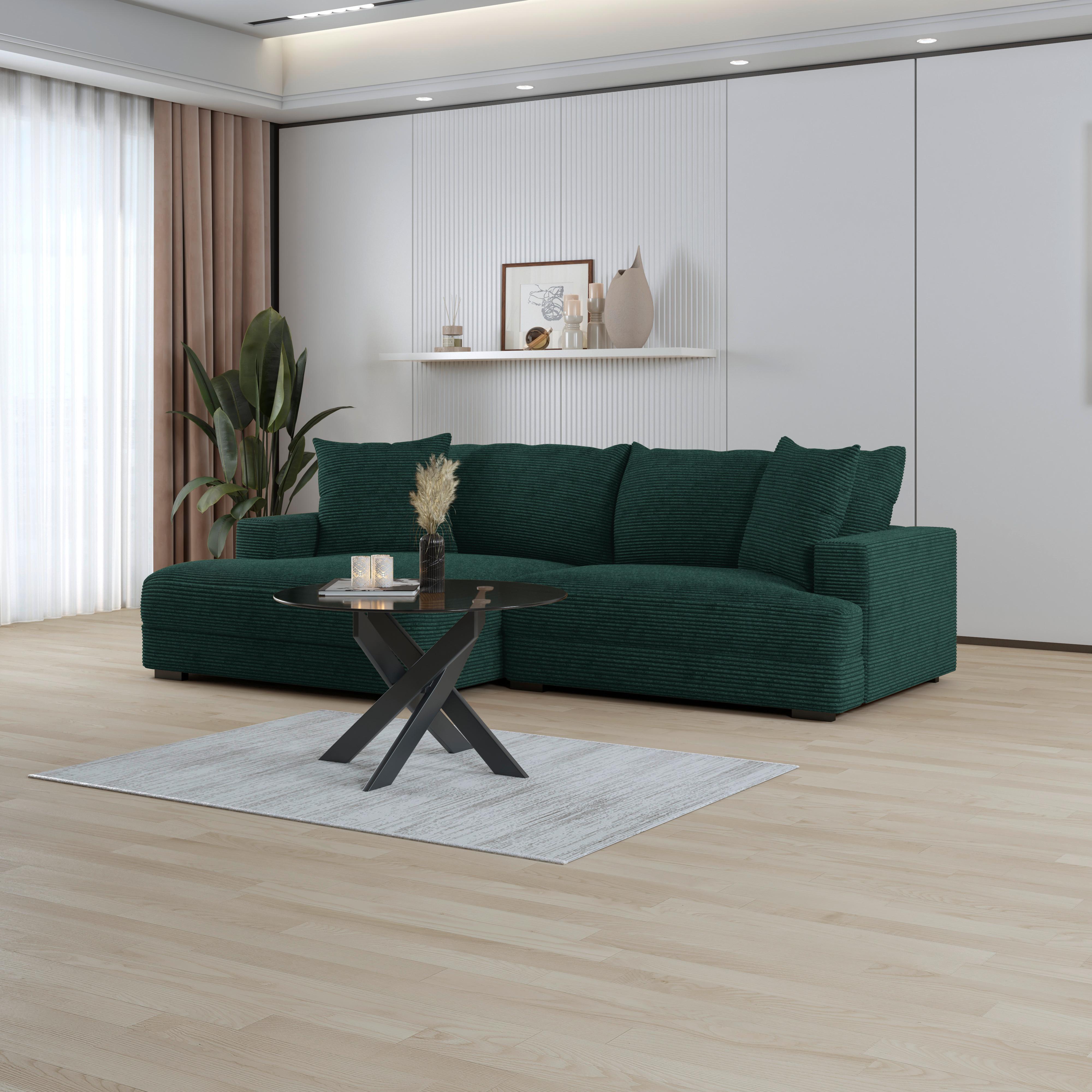 Coltar PELLE - verde închis, Modern, textil (180/265cm)