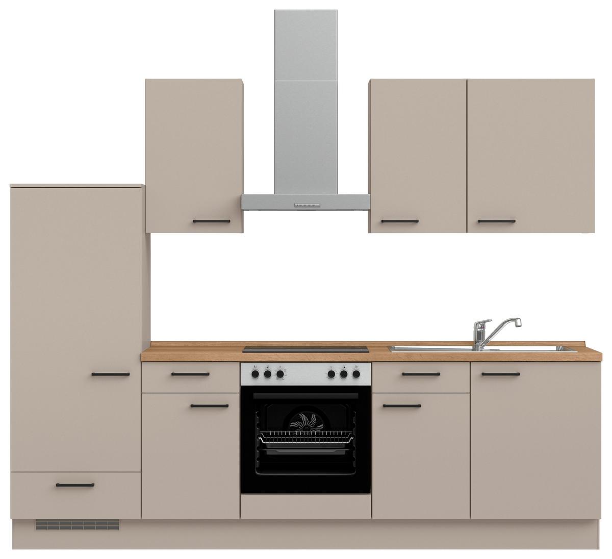 Küchenleerblock Easytouch Low o. Geräte Sandfarben - Sandfarben/Eichefarben, MODERN, Holzwerkstoff/Metall (270cm) - Nobilia