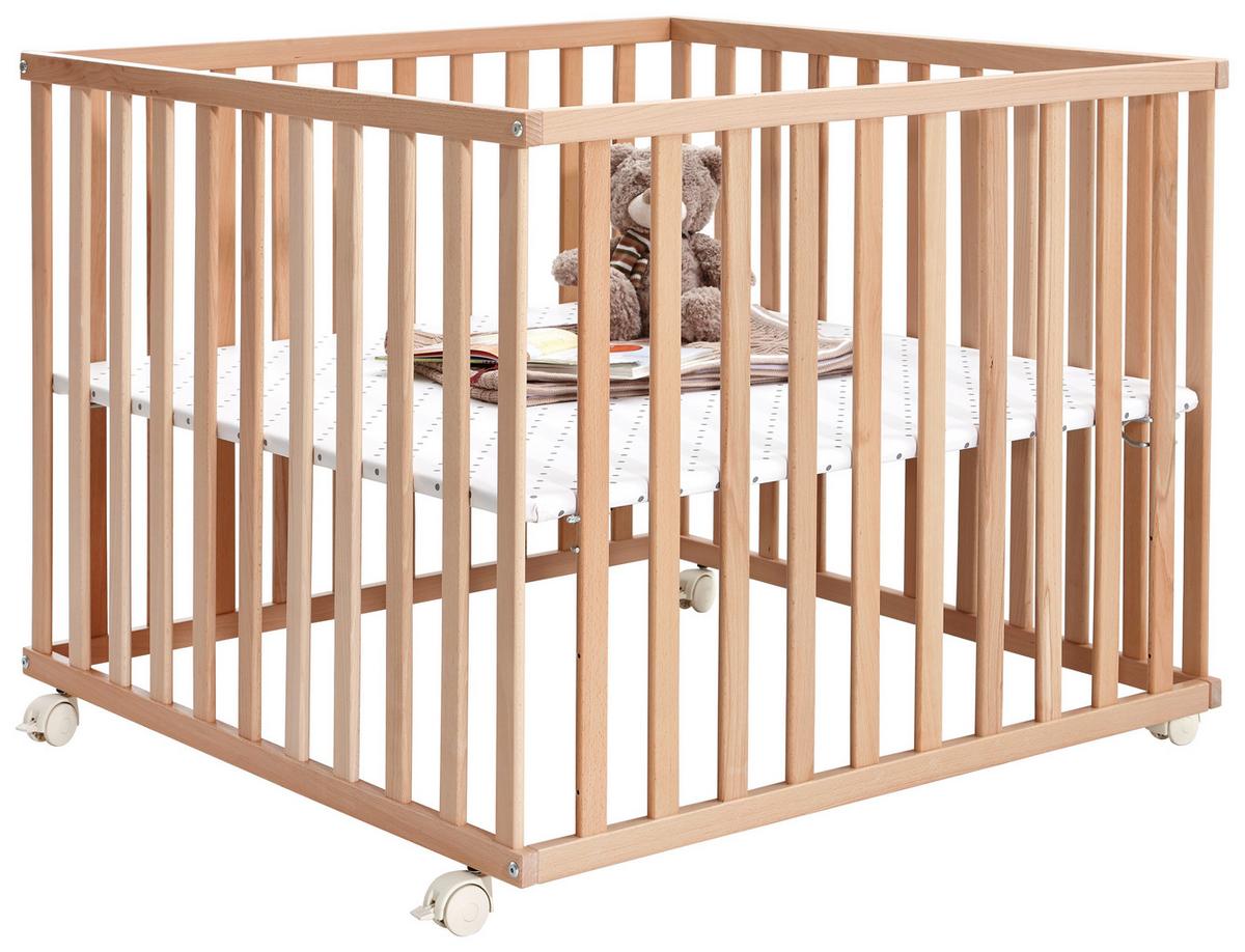 KOJEC NA KÓŁKACH ROMEO - kolor bukowy, Basics, tworzywo sztuczne/drewno (97/97/70cm) - My Baby Lou