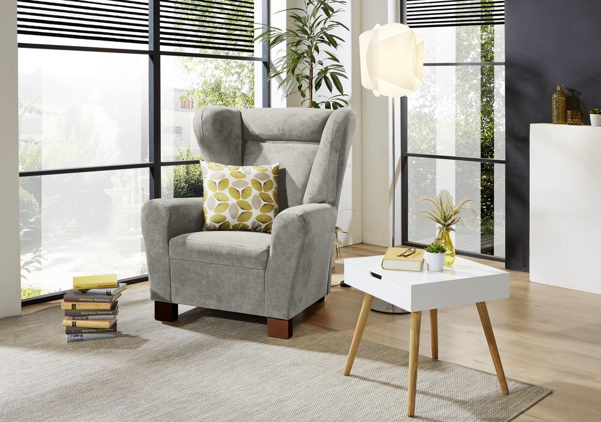 Fotelja Chandler - svijetlo siva/smeđa, Design, tekstil/drvo (95/109/97cm) - Mömax