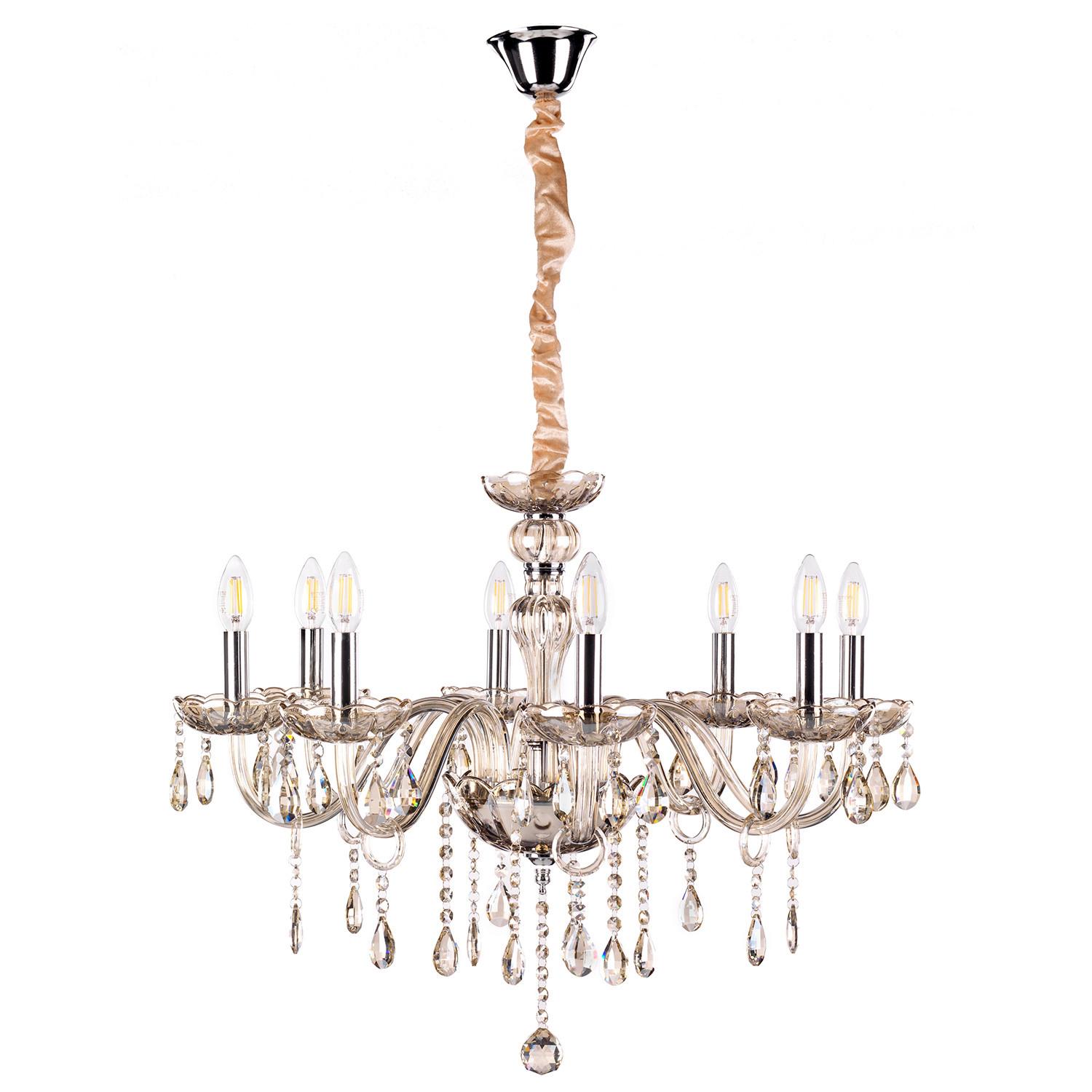 Kristall-Hängeleuchte Linda Bernsteinfarben max. 6 Watt - Bernsteinfarben, KONVENTIONELL, Glas/Metall (70/110cm)