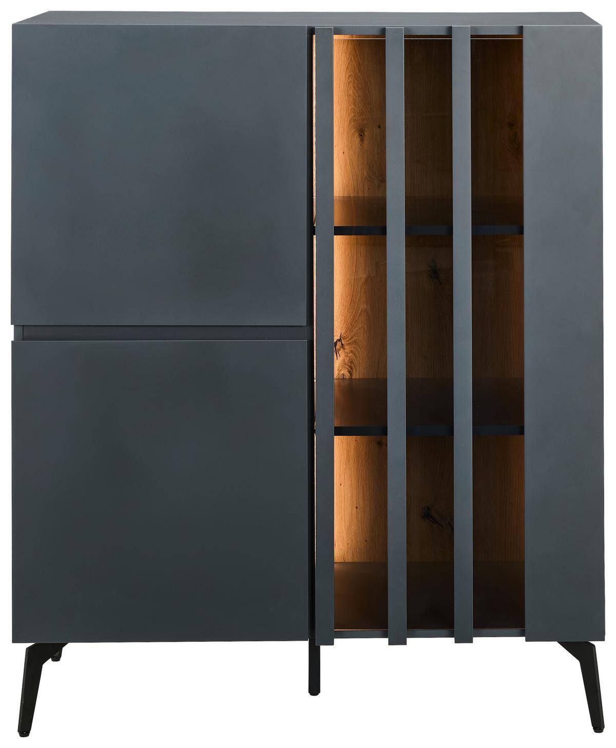KOMODA WYSOKA CELIN - czarny/szary, Design, materiał drewnopochodny/metal (96,3/117/41,5cm) - Novel