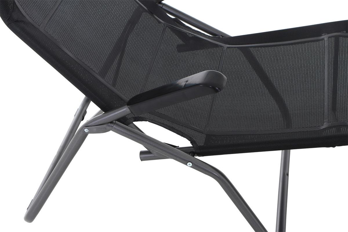 Gartenliege Anco Schwarz Stahl - Anthrazit/Schwarz, MODERN, Textil/Metall (72,5/103,5/144cm) - Siena Garden