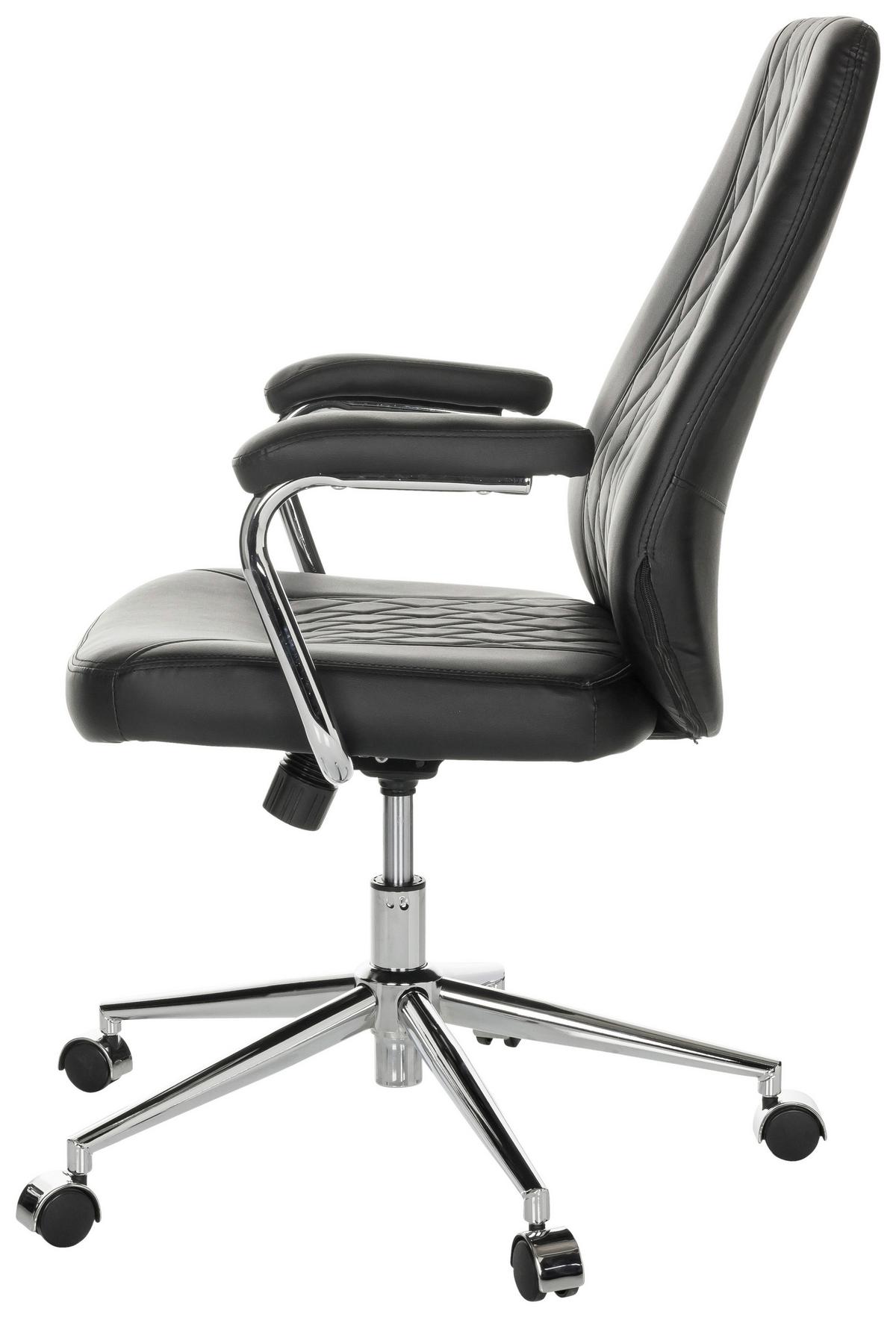 Pisarniški Stol Theo I, Črna - srebrne barve/črna, Basics, kovina/umetna masa (68/96-103/68cm) - MID.YOU