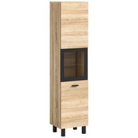 Midischrank Boston ca. 30x125x29 cm Sonoma Eiche - Schwarz/Sonoma Eiche, MODERN, Glas/Holzwerkstoff (30/125/29cm) - MID.YOU