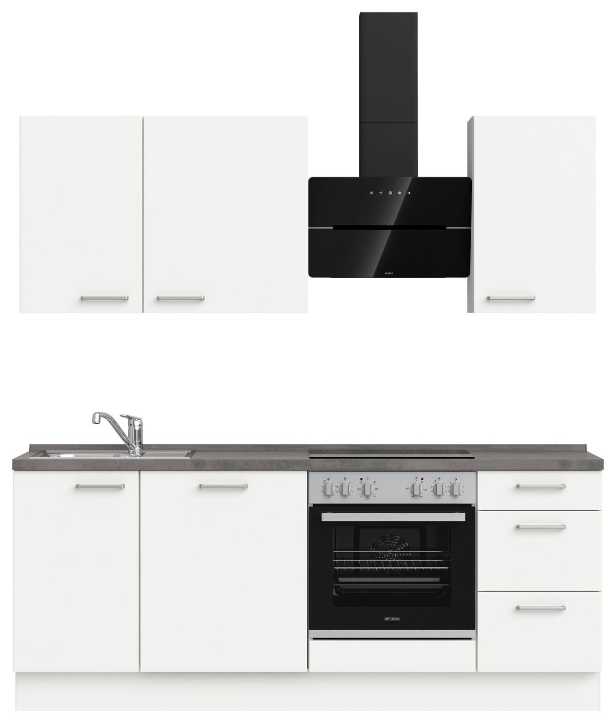 Küchenleerblock Touch High o. Geräte Weiß - Edelstahlfarben/Weiß, MODERN, Holzwerkstoff/Metall (210cm) - Nobilia