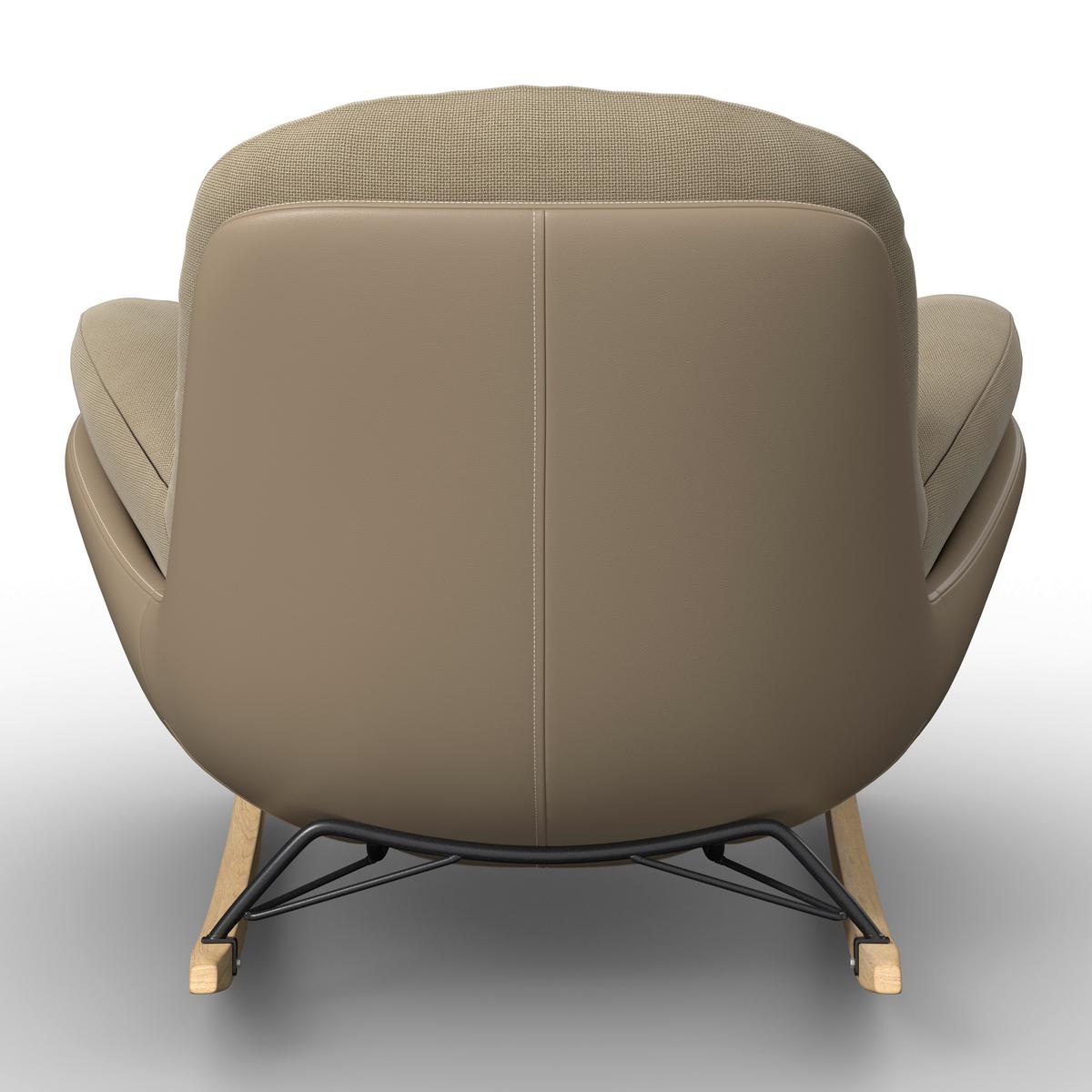 Schaukelsessel Elea Beige Lederlook/Chenille - Beige/Schwarz, MODERN, Holz/Textil (104/78/102cm) - Bessagi Home