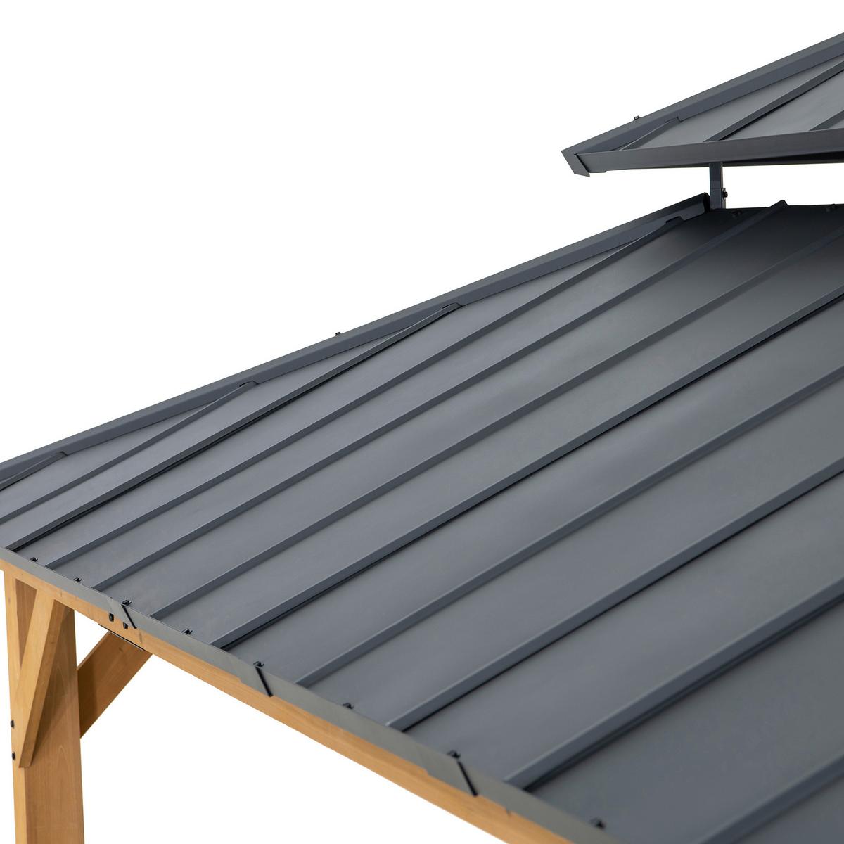 Pavillon Gazebo Anthrazit Echtholz - Anthrazit, Basics, Metall (390/320/450cm) - Modante