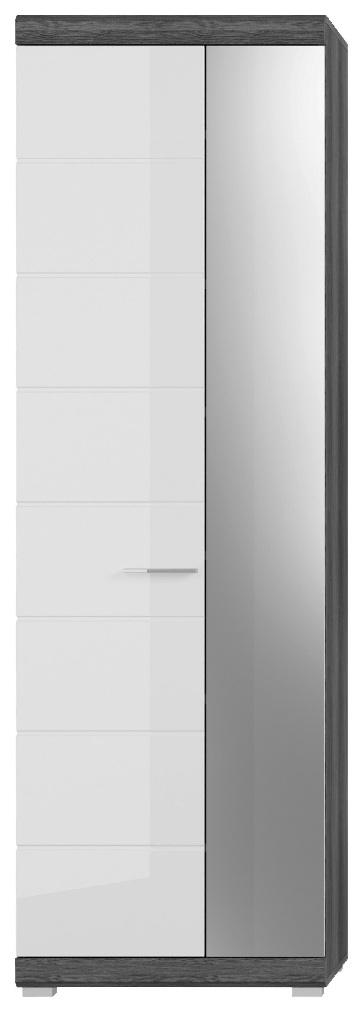Predsoba Scout, Siva, Bela, Visoki Sijaj, 3-Delno - srebrne barve/temno siva, Design, steklo/leseni material (167/197/40cm) - MID.YOU