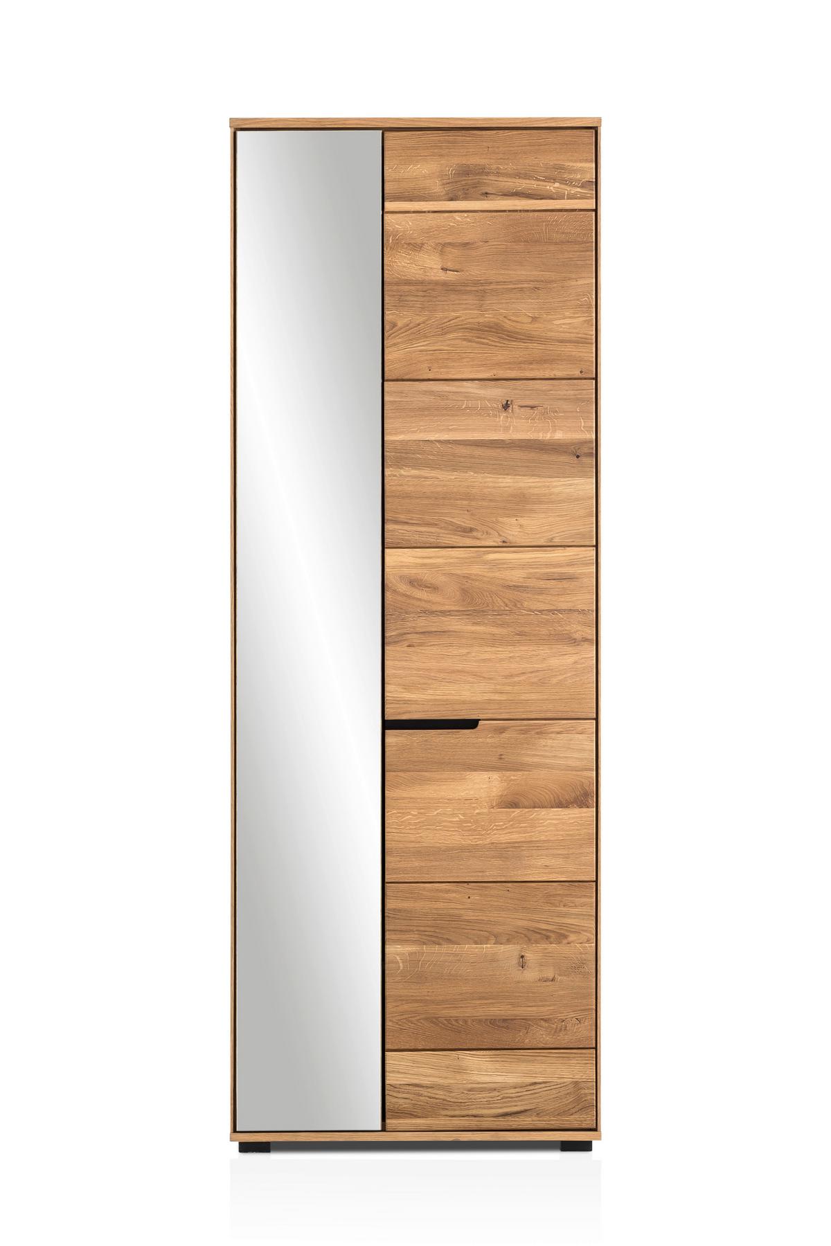 Garderobenschrank Lola in Wildeiche - Wildeiche/Schwarz, Lifestyle, Glas/Naturmaterialien (70/196/40cm) - ecoTree