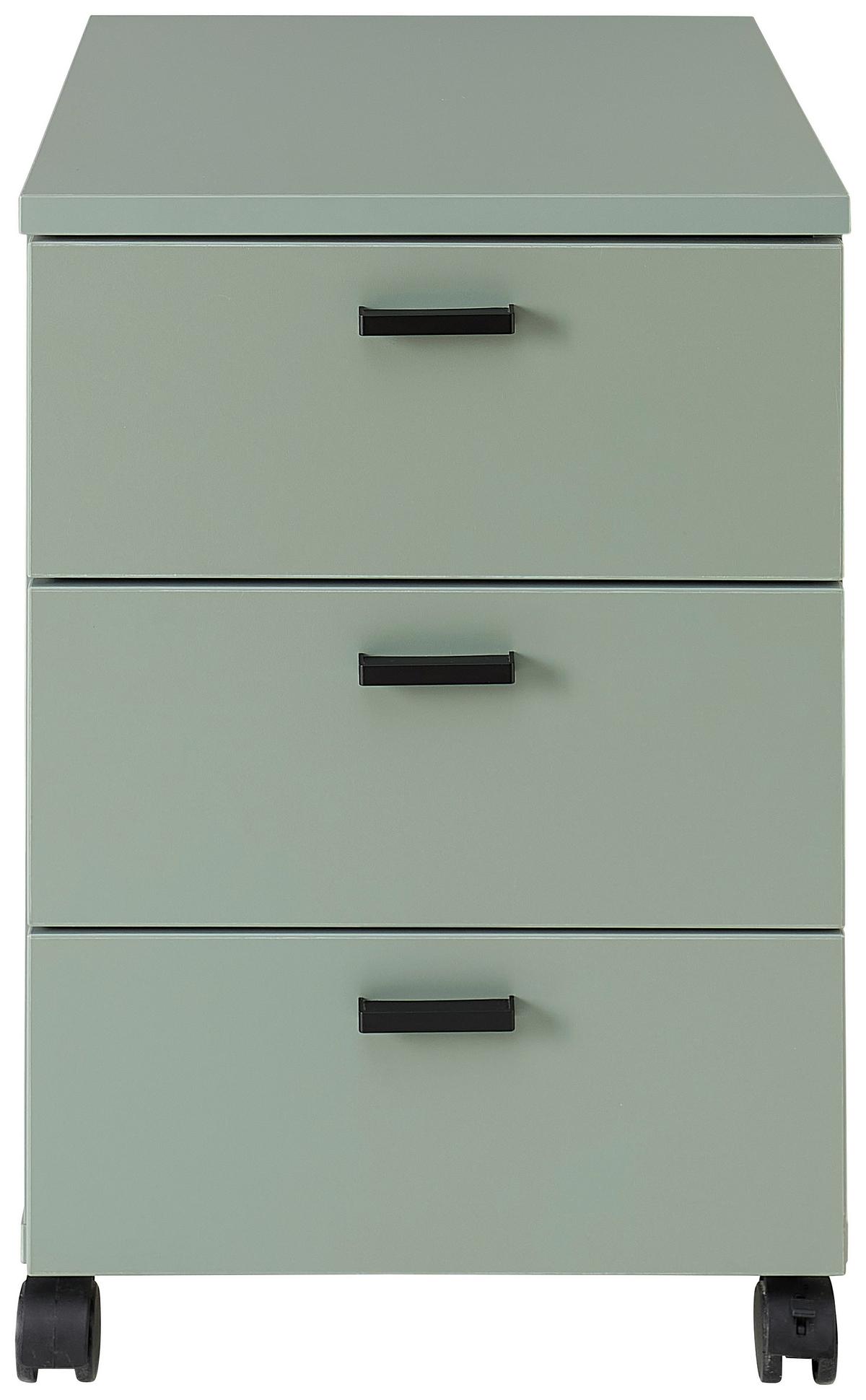 Rollcontainer Glenn Grün - Schwarz/Grün, MODERN, Holzwerkstoff/Kunststoff (45/66/55cm) - Mömax