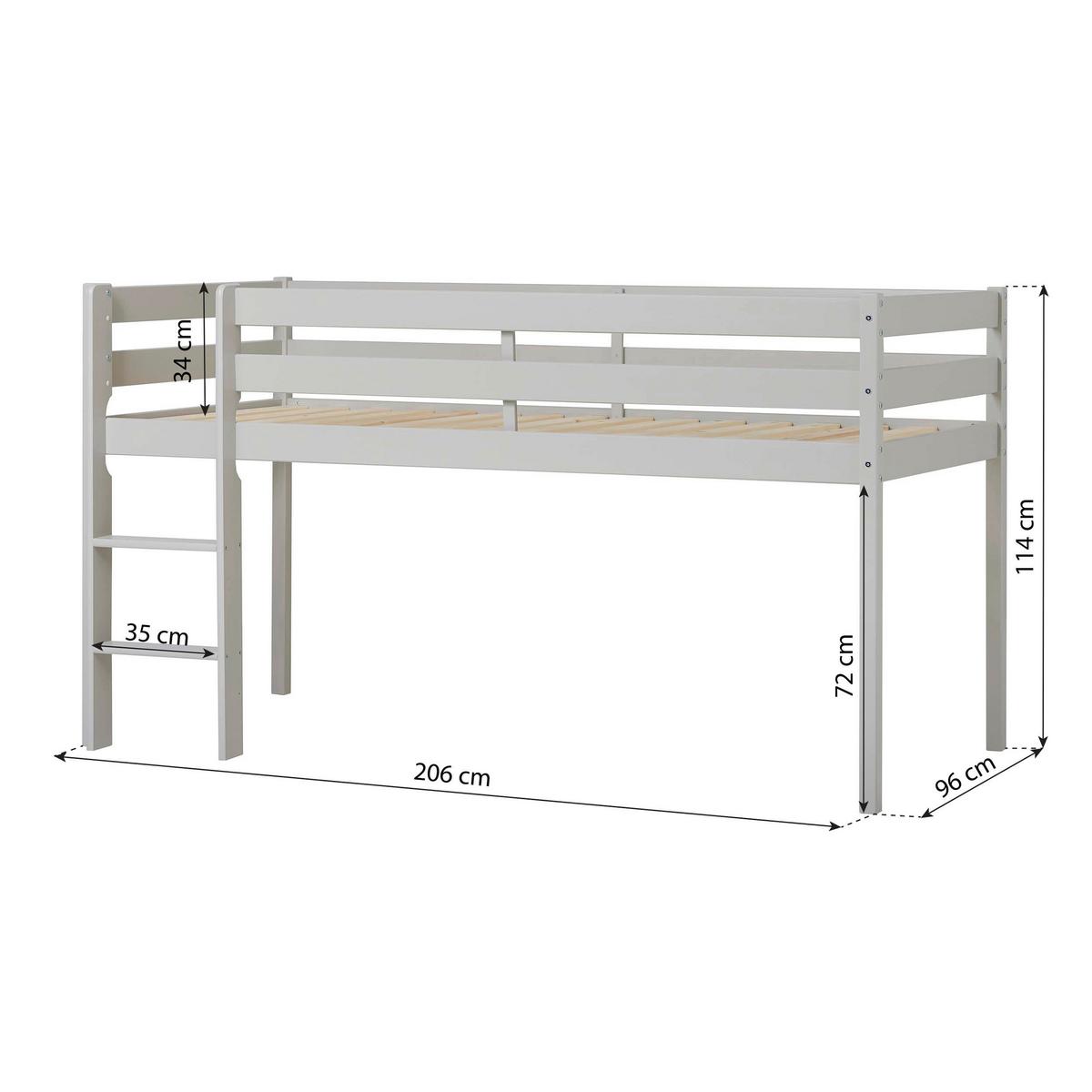 Hochbett ECO COMFORT Grau ca. 90x200 cm - Naturfarben/Grau, MODERN, Holz (90/200cm) - MID.YOU