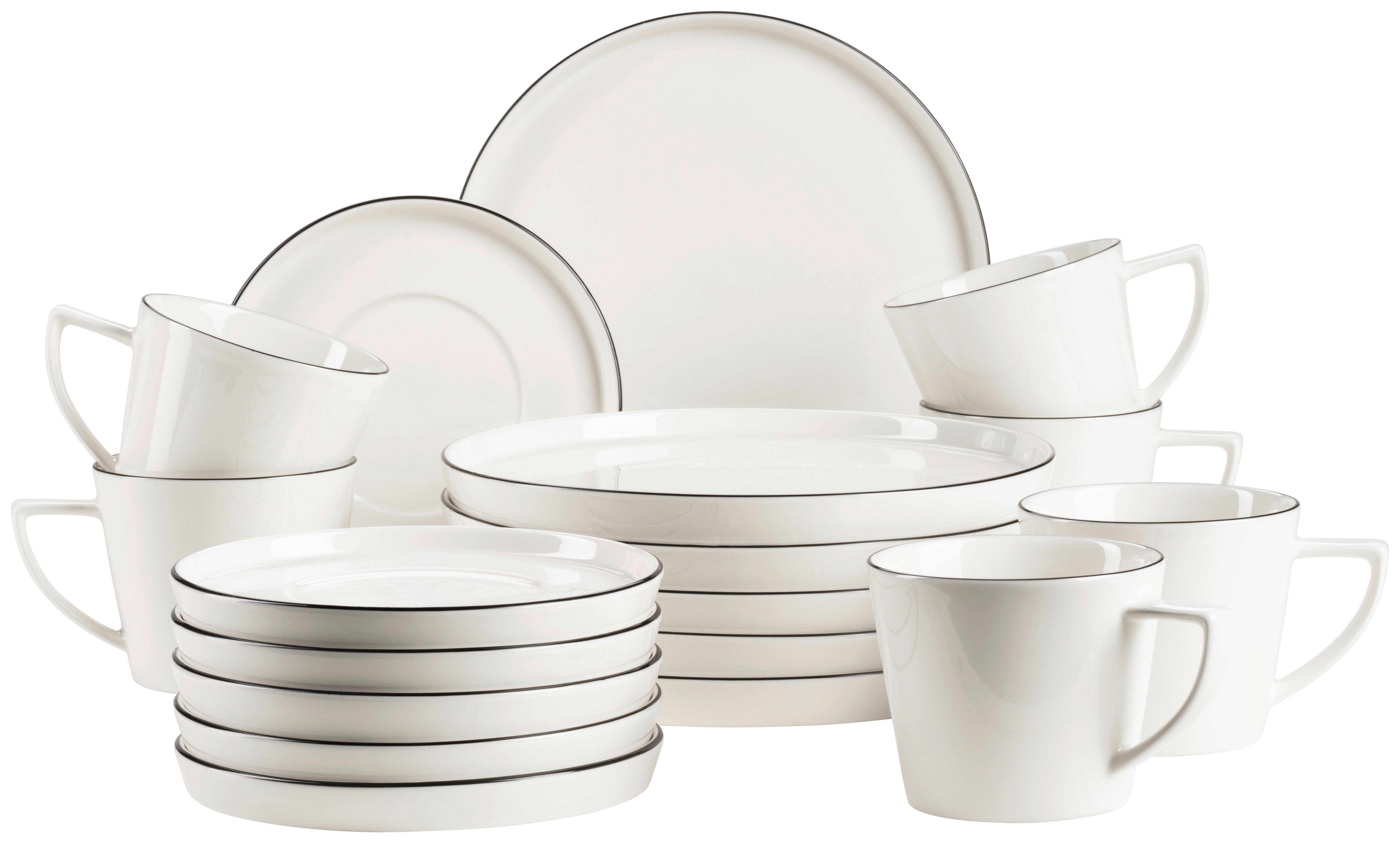 KAFFEESERVICE SITA - Weiss/Schwarz, Trend, Keramik - Mäser