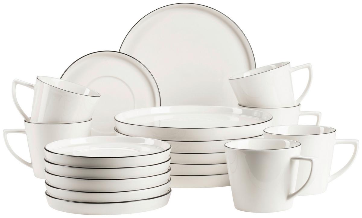 KAFFEESERVICE SITA - Weiss/Schwarz, Trend, Keramik - Mäser