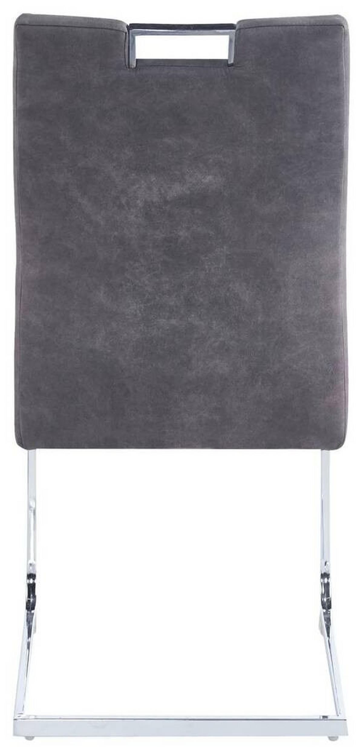 KRZESŁO NA PŁOZIE MITCH - szary/kolor chromowy, Design, metal/tkanina (50/61/98cm) - Carryhome