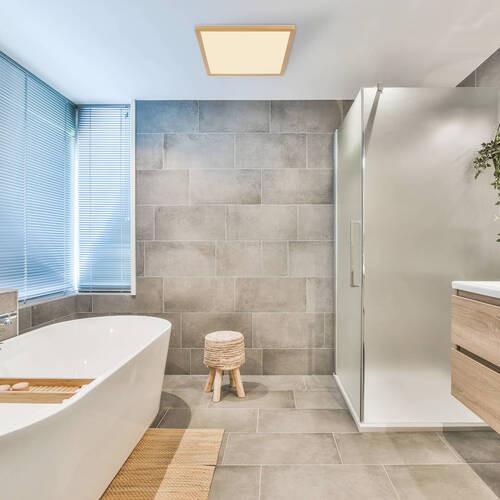 LED-DECKENLEUCHTE 41563-18MM - Weiss/Messingfarben, Konventionell, Kunststoff (29,4/29,4/25cm) - Globo