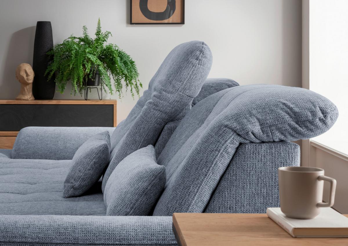 Ecksofa Rigatti mit Bettkasten ca. 184x314 cm Hellblau - Chromfarben/Anthrazit, MODERN, Textil/Metall (184/314cm) - Livetastic