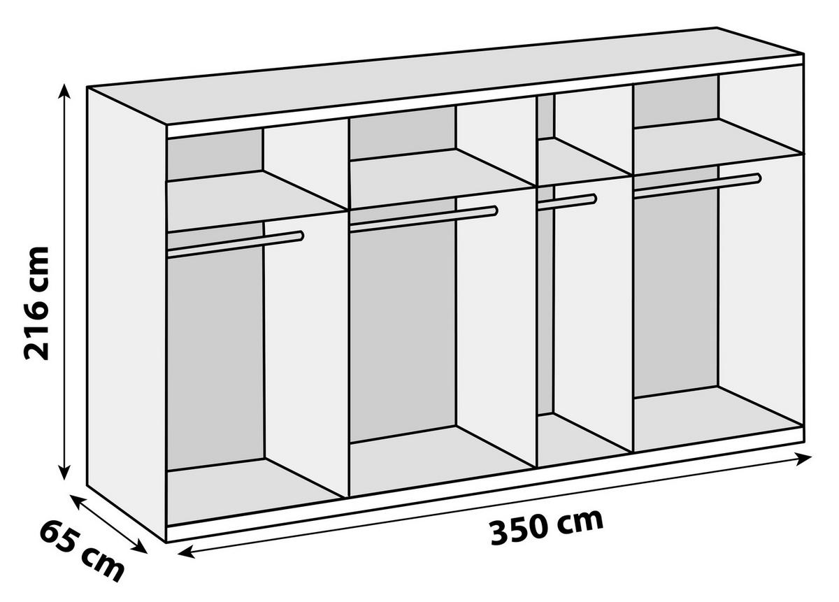 Ormar S Kliznim Vratima Level 36a - bijela/boje hrasta, Basics, drvni materijal/metal (350/216/65cm) - Modern Living