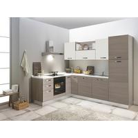 Eckküche Sofia mit Geräten ca. 195x200 cm Weiß/Ulmefarben - Eiche grau/Magnolie, LIFESTYLE, Holzwerkstoff/Kunststoff (195/270cm) - MID.YOU