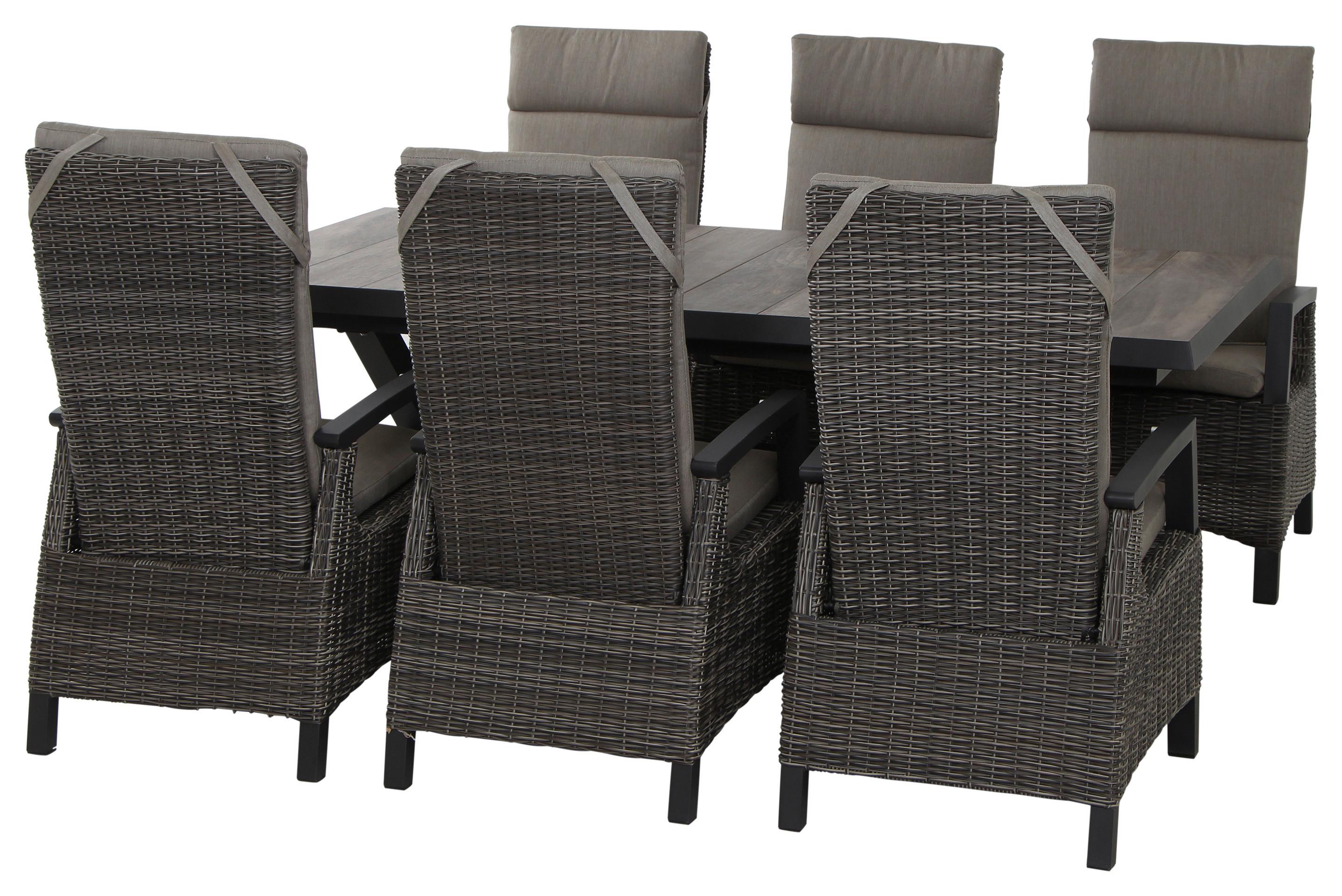 Gartengarnitur Corido 7-tlg. Grau - Grau, Basics, Keramik/Kunststoff (100/109/200cm) - Siena Garden