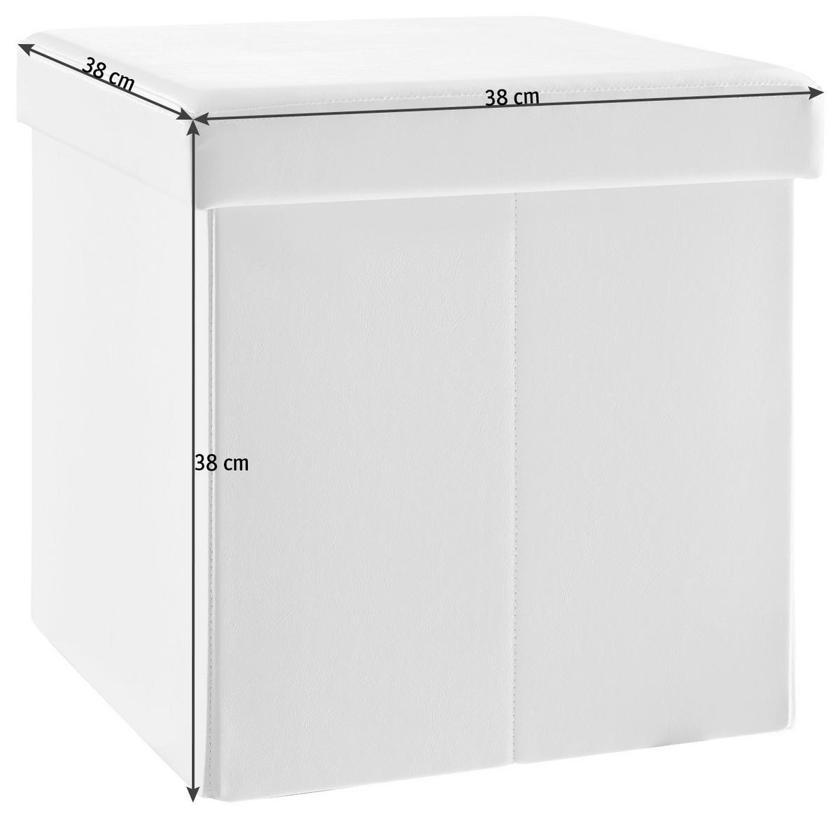 PUF Z FUNKCJĄ SCHOWKA LUPO - biały, Design, materiał drewnopochodny/tkanina (38/38/38cm) - Carryhome