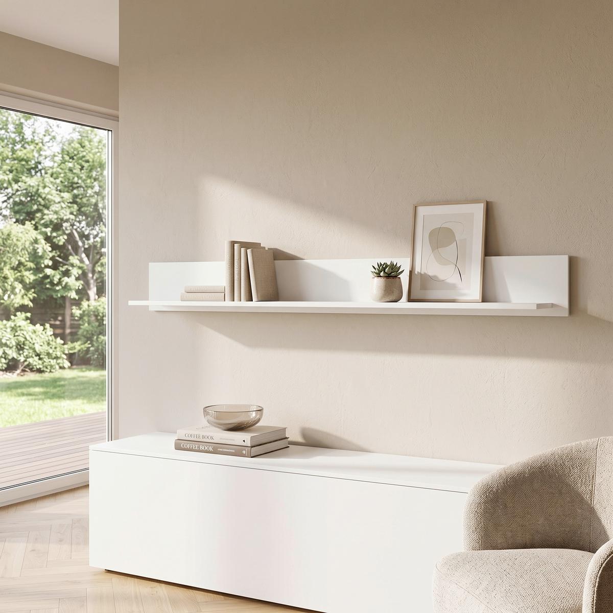 Zidna Polica Rion - bela, Moderno, pločasti materijal (180/18/20cm) - Modern Living