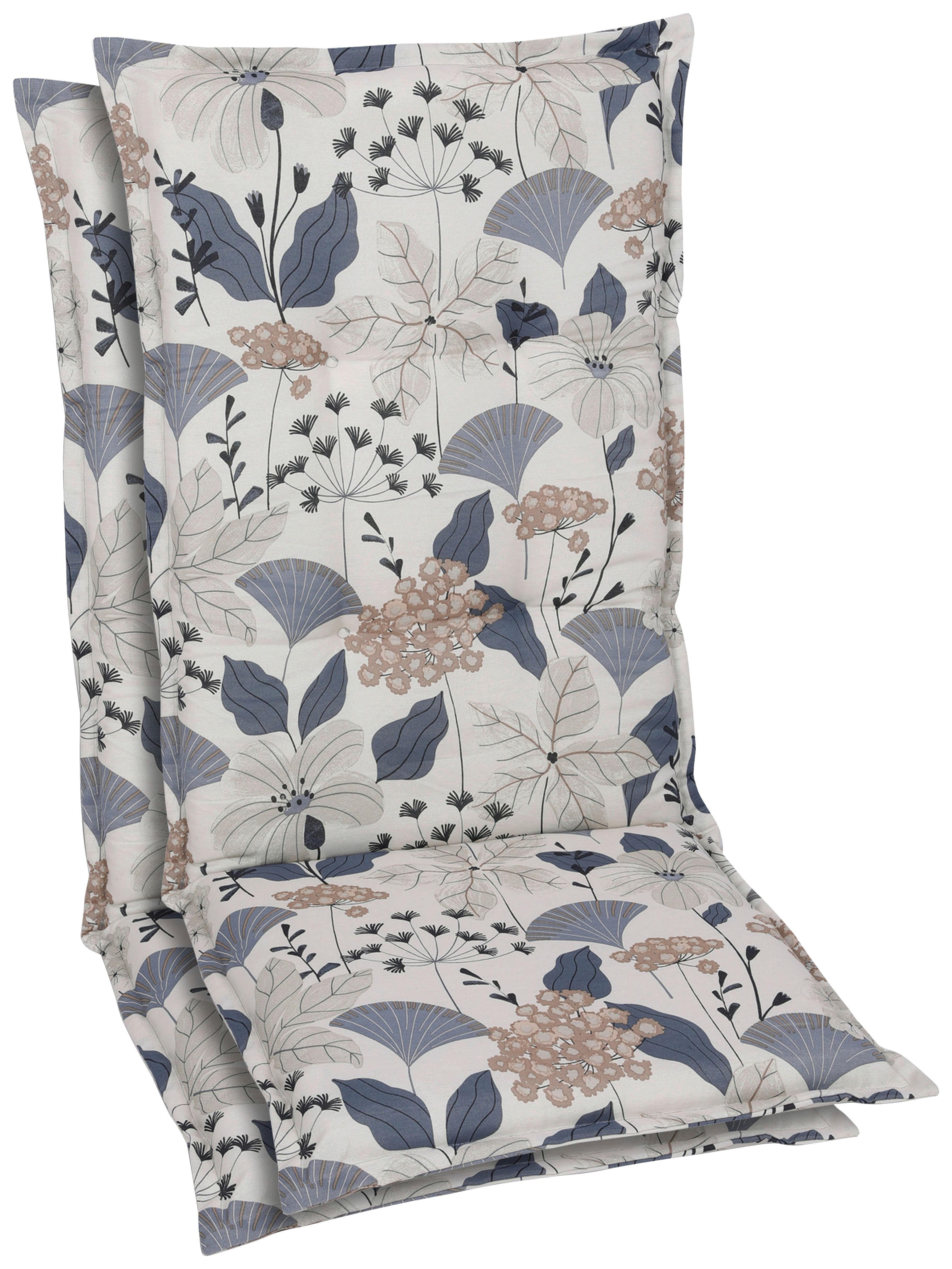 Sesselauflagenset Blau/Beige, 2-teilig - Blau/Beige, Basics, Textil (50/6/120cm)