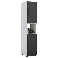 Hochschrank Flandu ca. 31x160 cm Weiß - Silberfarben/Schwarz, KONVENTIONELL, Holzwerkstoff/Kunststoff (31/160/30cm) - MID.YOU