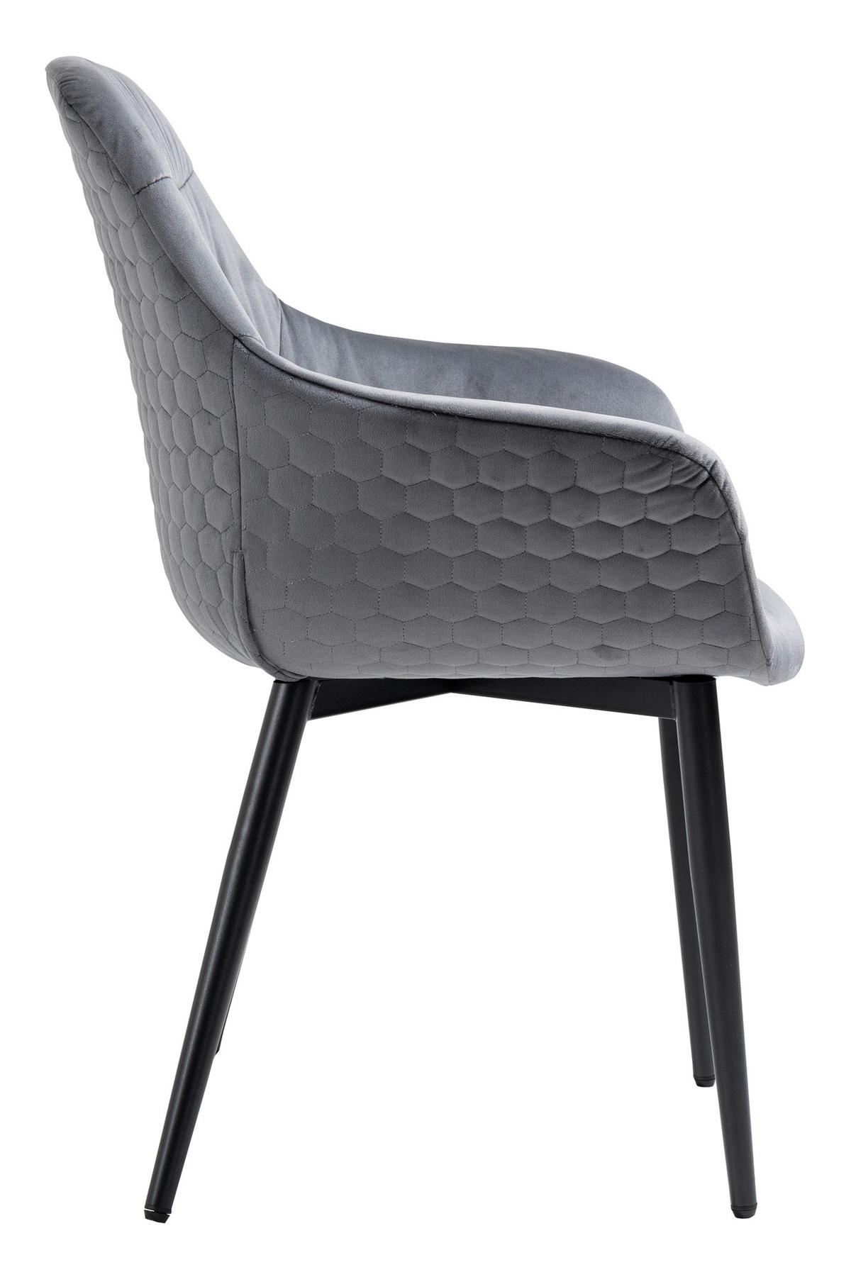 Naslanjač Samt, Siva - siva/črna, Moderno, kovina/tekstil (63/81,5/61cm) - Livetastic