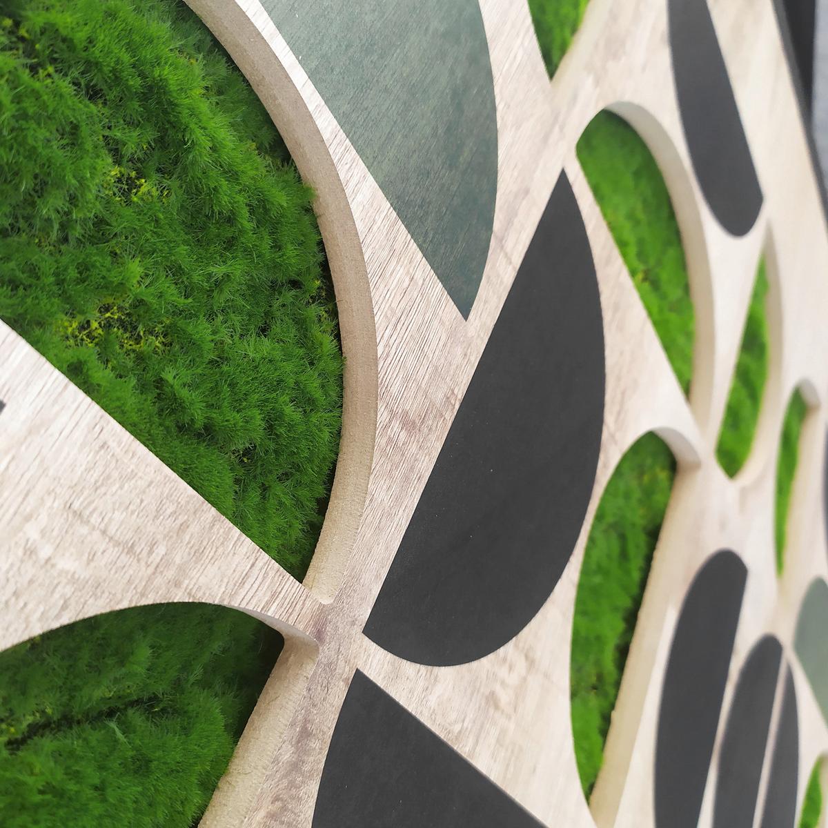 Moosbild Naturfarben/Schwarz/Grün - Dunkelgrün/Schwarz, Basics, Holz/Kunststoff (70/100cm)