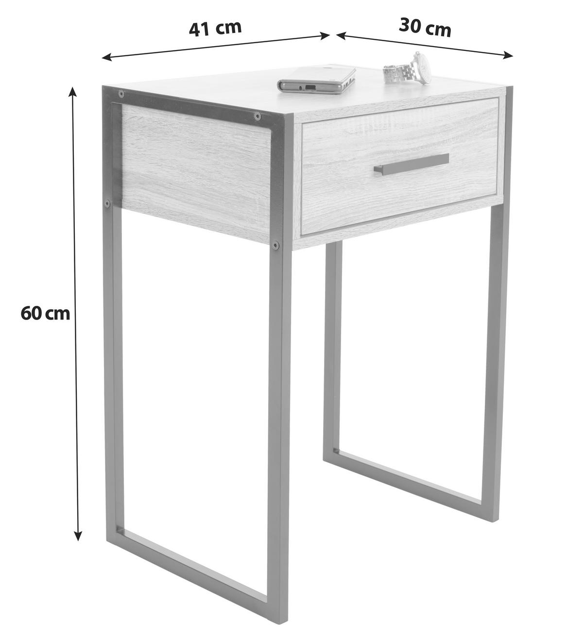 SZAFKA NOCNA INDUSTRY - czarny, Modern, materiał drewnopochodny/metal (41/60/30cm) - Livetastic