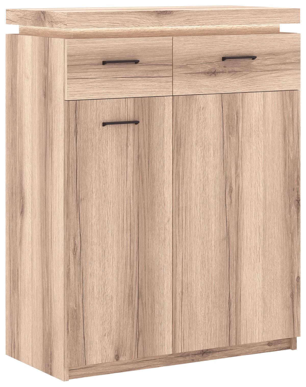 Komoda Vancouver - barve hrasta/antracit, Moderno, kovina/leseni material (75/99/38cm) - Mömax