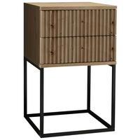 SZAFKA NOCNA MARLE - czarny/dąb artisan, Modern, materiał drewnopochodny/metal (40/65/38,5cm) - Livetastic