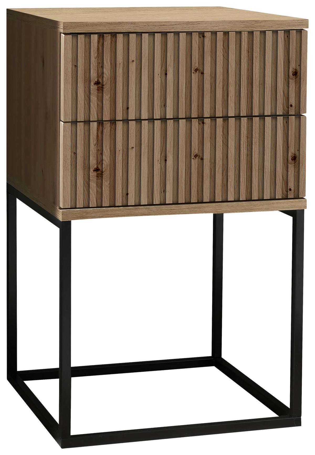 SZAFKA NOCNA MARLE - czarny/dąb artisan, Modern, materiał drewnopochodny/metal (40/65/38,5cm) - Livetastic