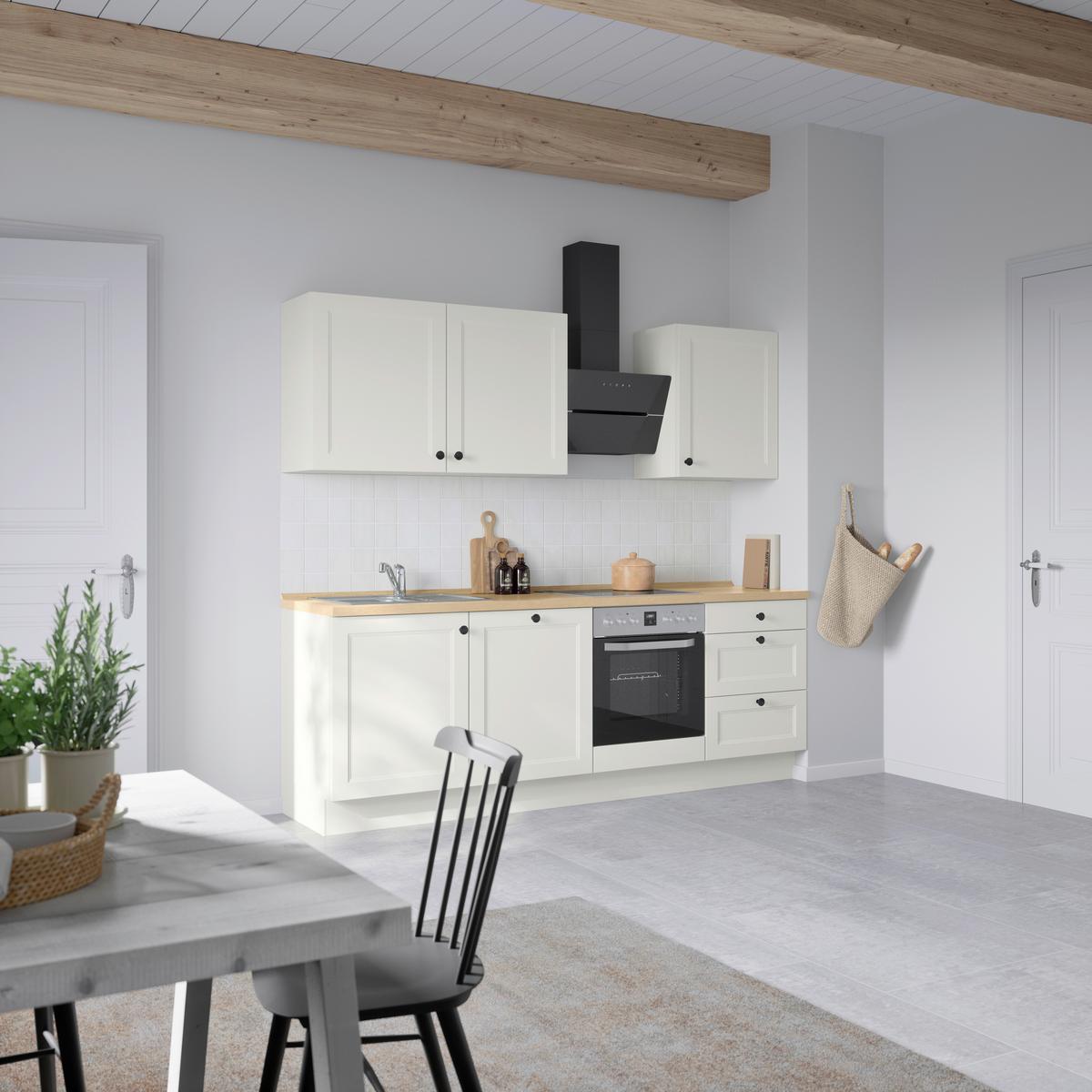 Küchenblock Cascada High m. Geräten Weiß - Eichefarben/Schwarz, MODERN, Holzwerkstoff/Metall (240cm) - Nobilia