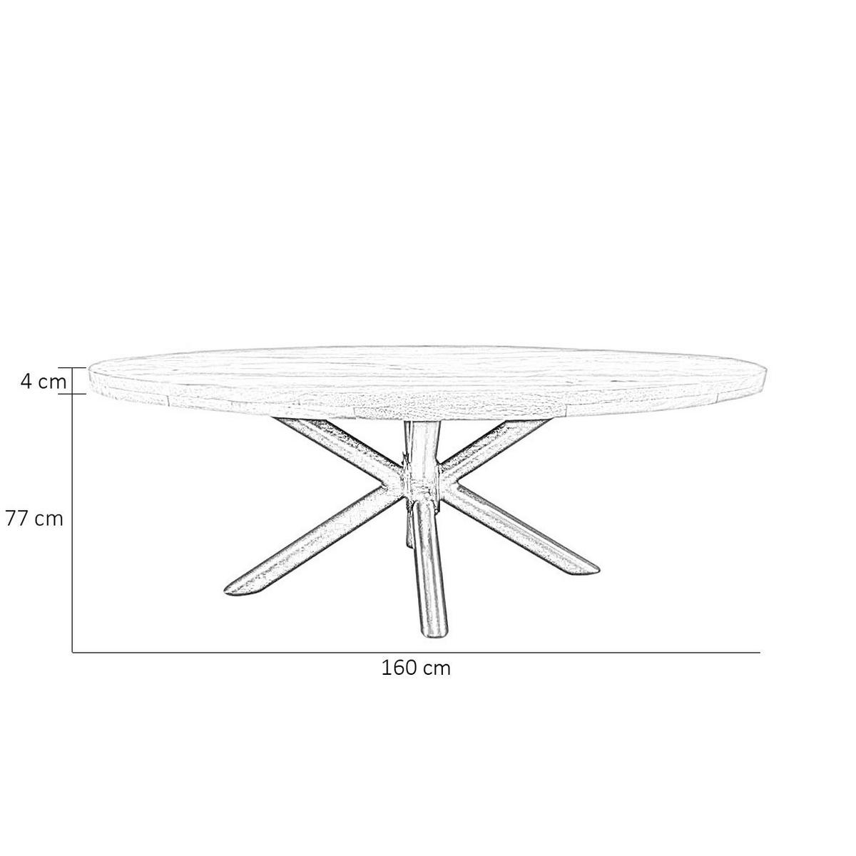 STÓŁ DO JADALNI INDUSTRIAL ROUND - kolor naturalny/czarny, Natur, metal/drewno (160/90/77cm) - MID.YOU