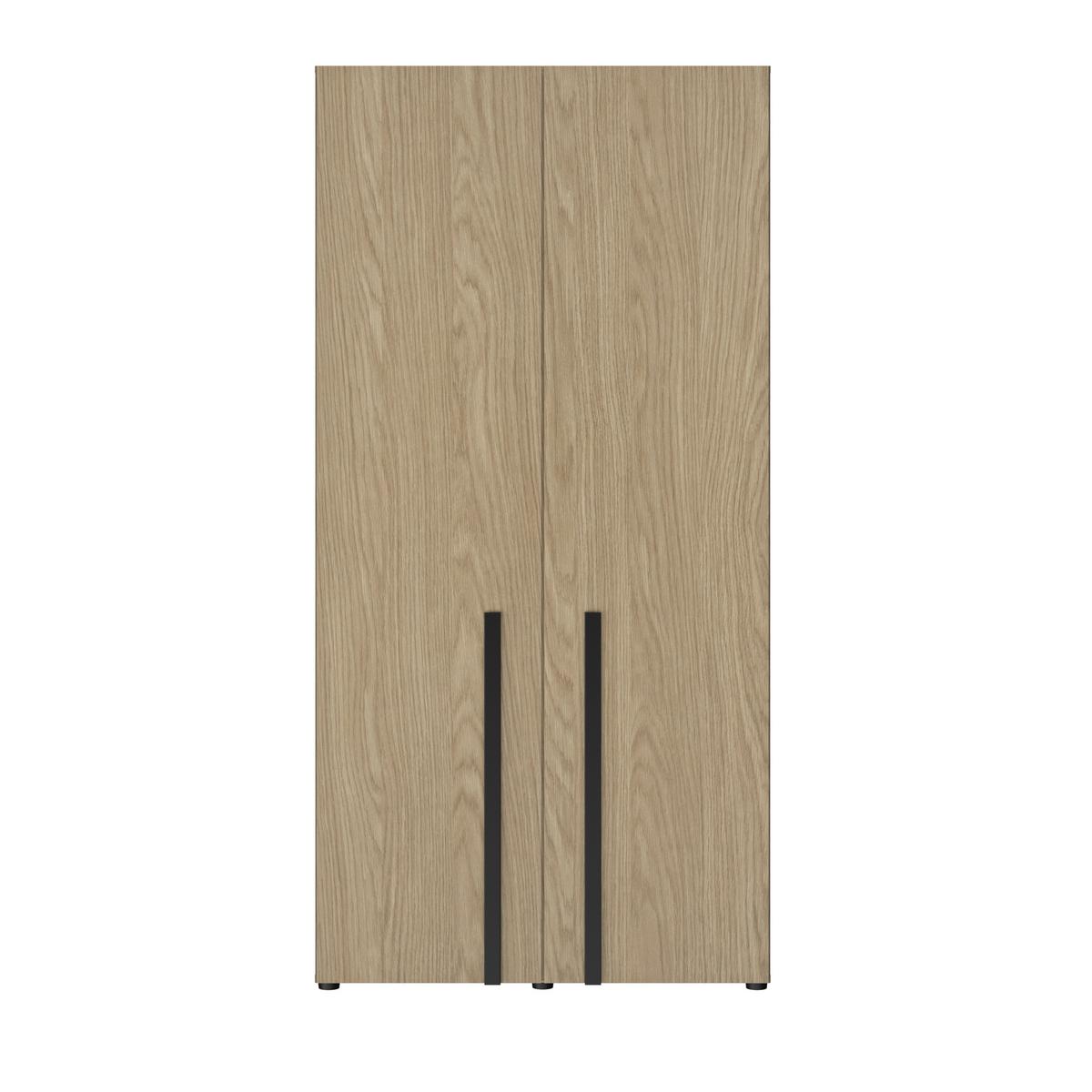 Omara S Klasičnimi Vrati Nael, Barva Hrasta, Črna - črna/barve hrasta, Basics, leseni material (100/200/60cm)