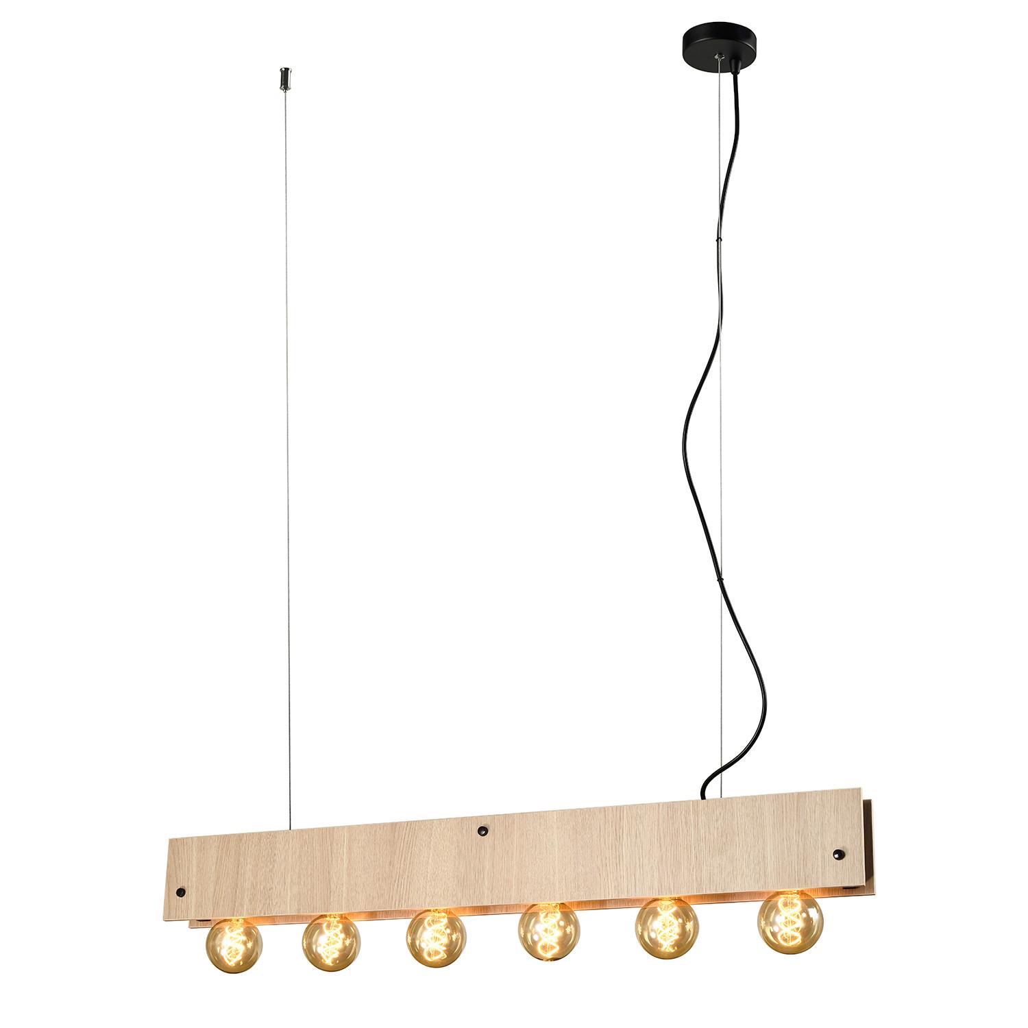 Hängeleuchte Argo Schwarz/Eiche max. 22 Watt - Eichefarben/Schwarz, Natur, Metall (100/9/150cm)