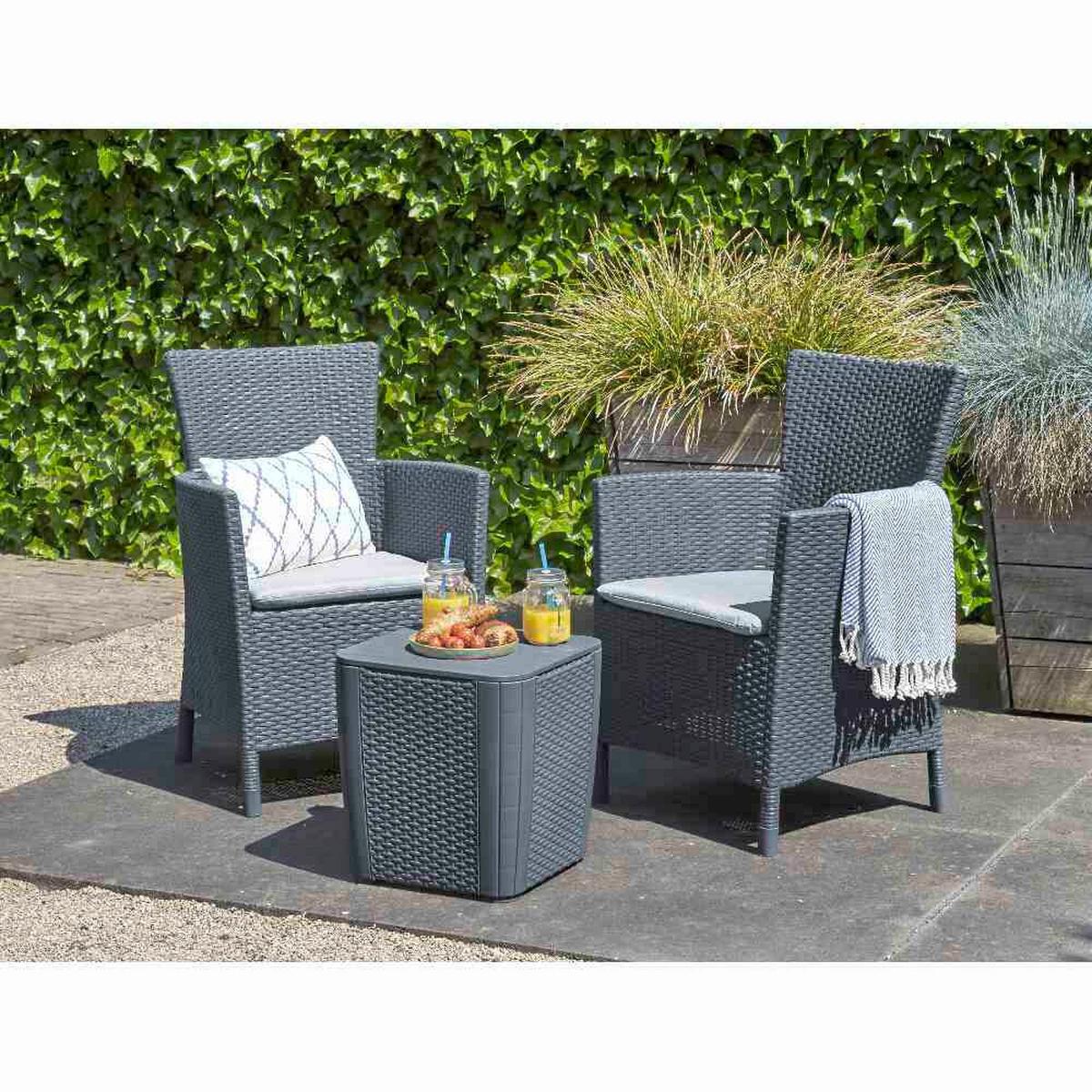 BALKONSET IOWA SET INKL. HÜLLE - Graphitfarben/Grau, MODERN, Kunststoff (54/87/48cm) - Keter