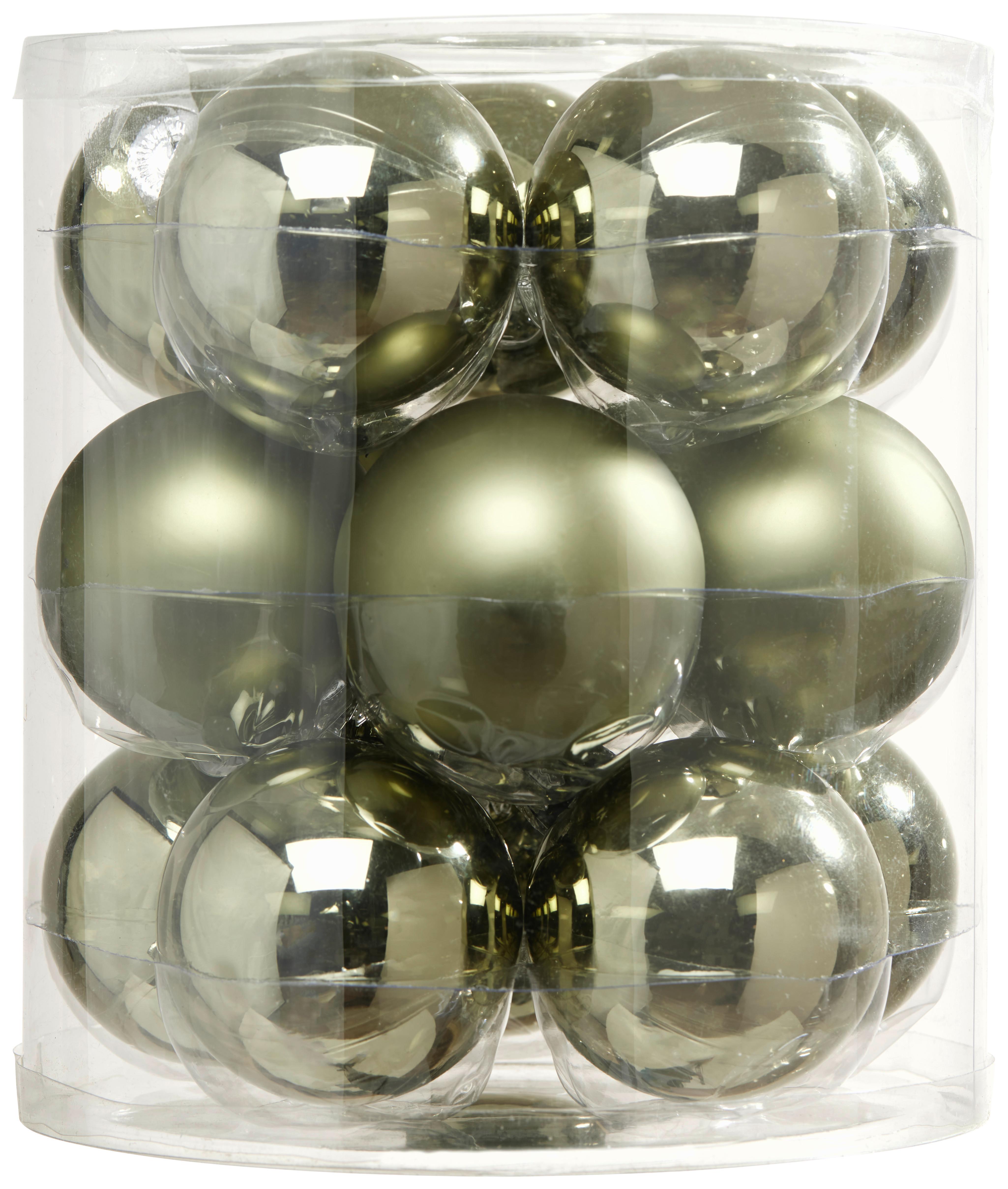 Karácsonyfagömbszett Noel - olívazöld, Basics, Üveg (6cm) - Modern Living
