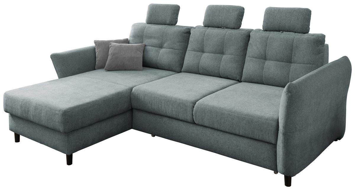 Wohnlandschaft Brizzini Mintgrau Chenille - Mintgrau/Blau, MODERN, Holz/Textil (176/250-280cm) - Livetastic
