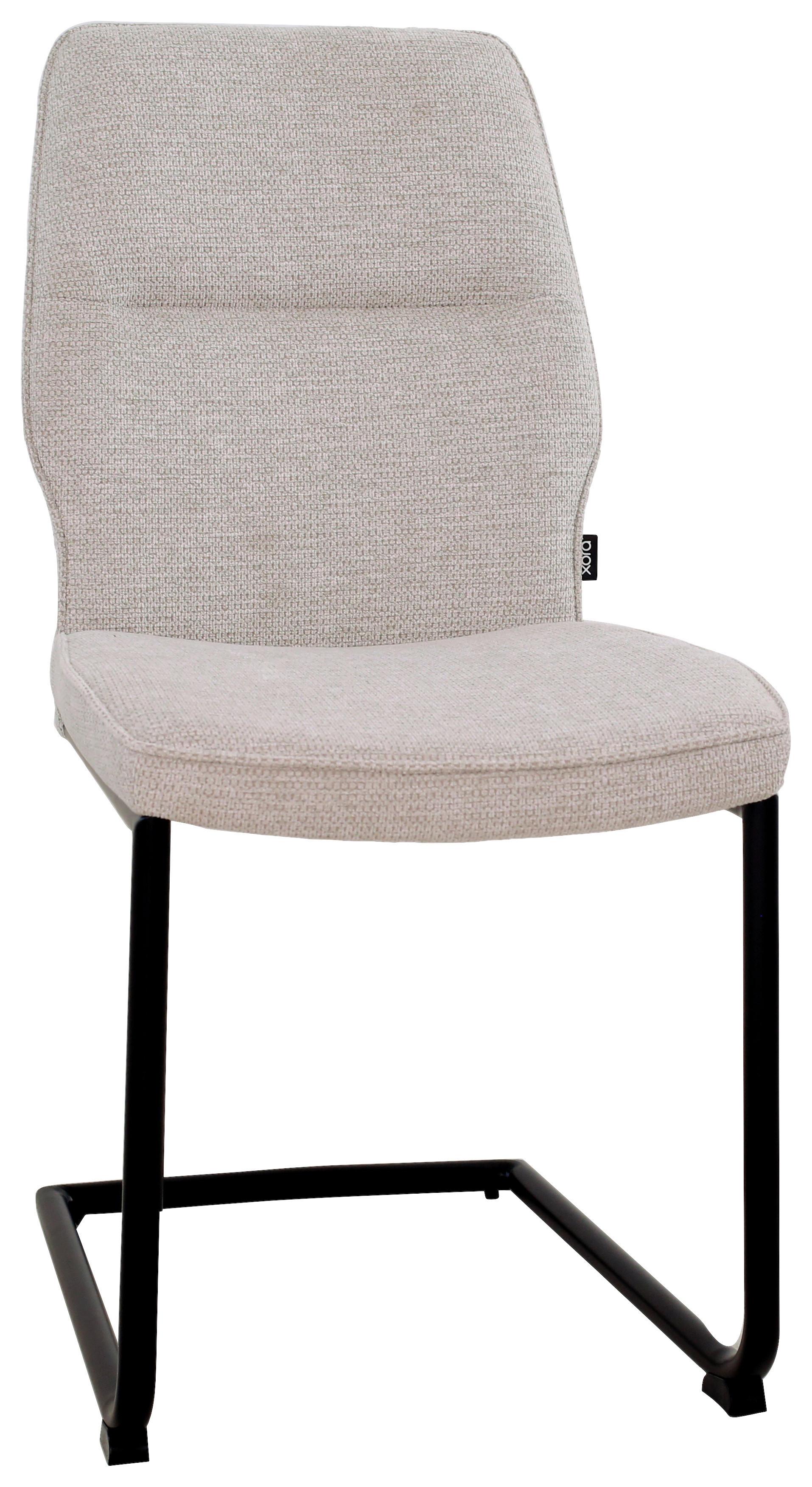 KRZESŁO NA PŁOZIE SALLY - beżowy/czarny, Design, metal/tkanina (45/91/62cm) - Xora