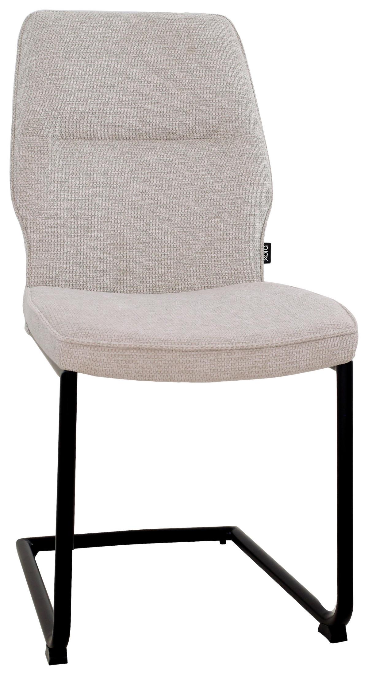 KRZESŁO NA PŁOZIE SALLY - beżowy/czarny, Design, metal/tkanina (45/91/62cm) - Xora