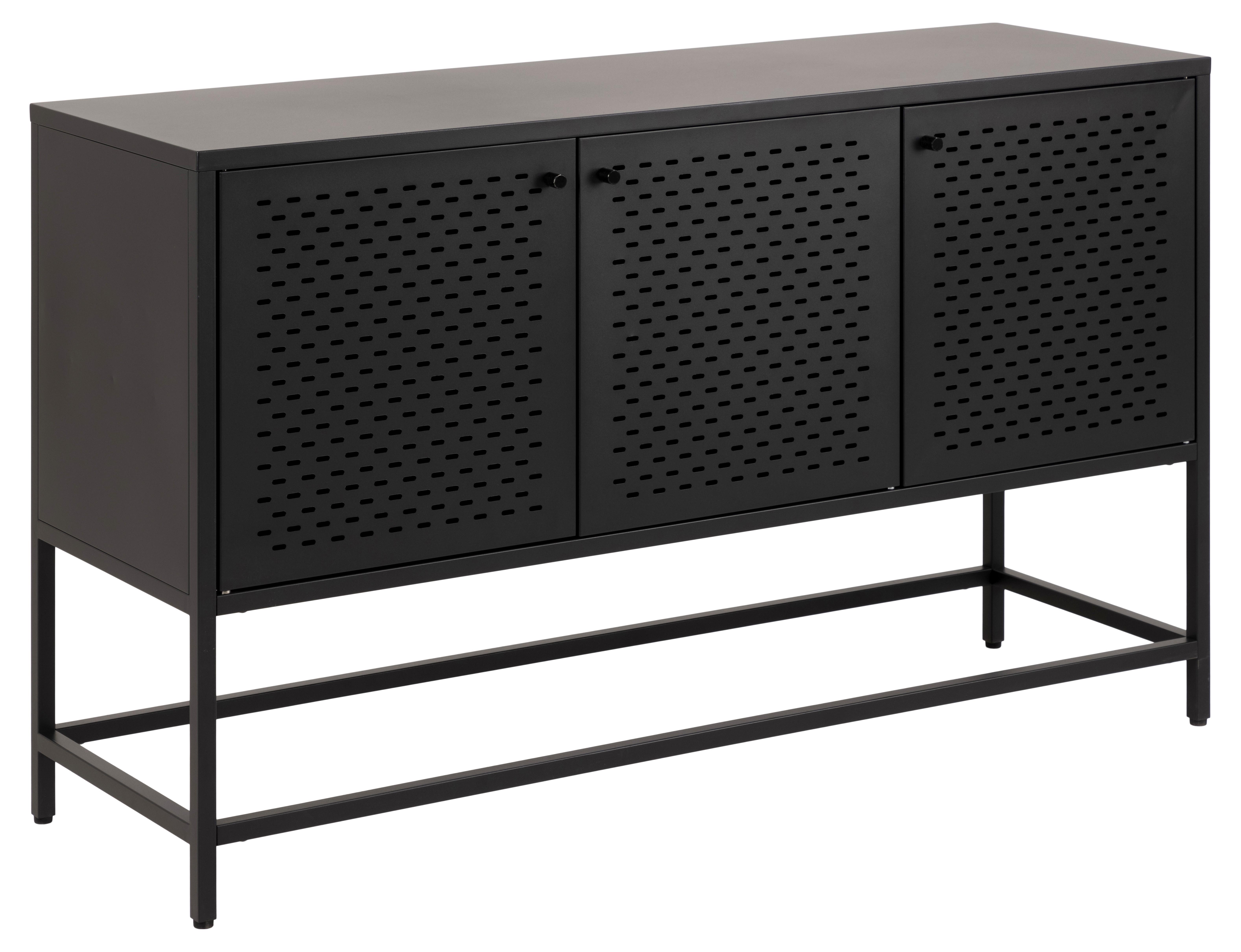 KOMODA SZEROKA NEWCASTLE - czarny, Design, metal (125/75/40cm)