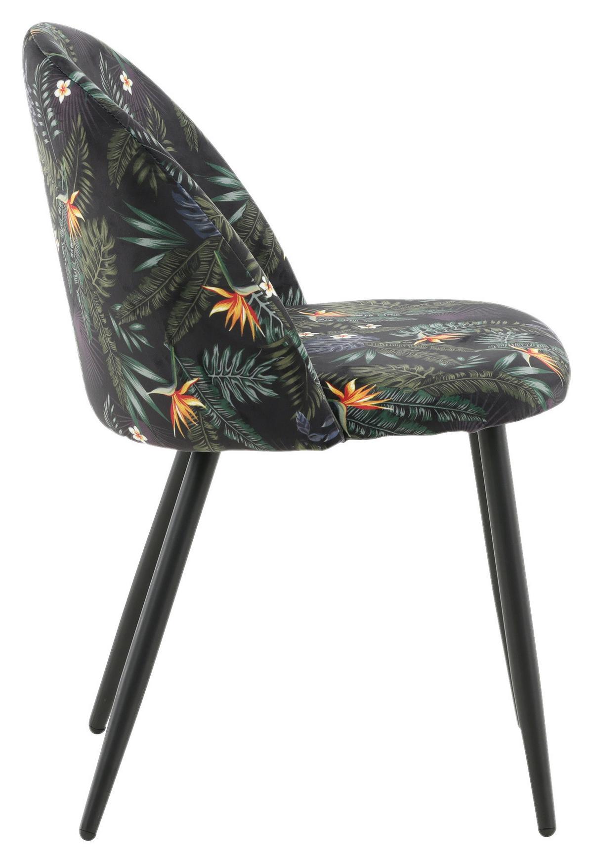 STUHL-SET VELVET - Schwarz, Design, Textil/Metall (50/77/48cm) - Livetastic